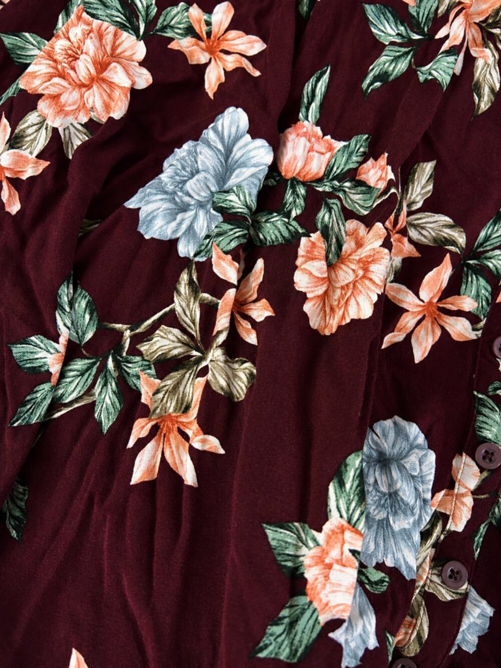Torrid 3X Burgundy Floral Midi Challis Shirt Dress Sharkbite Pockets 13226929 - Picture 3 of 6